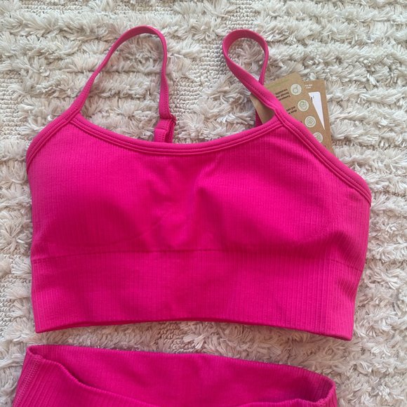 AIMN Pink Crop Top & Seamless tights set - Picture 4 of 5